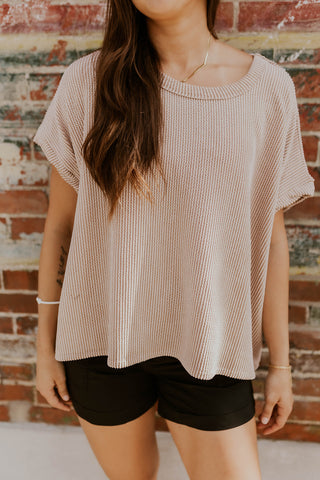 Best Of The Best Ribbed Top- Taupe