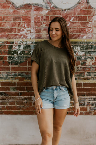 Best Of The Best Ribbed Top- Olive