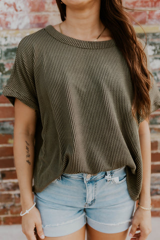 Best Of The Best Ribbed Top- Olive