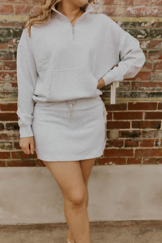 Off Duty Cloud Quarter Zip- Heather Grey