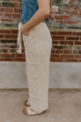 The Boardwalk Striped Pants- Taupe