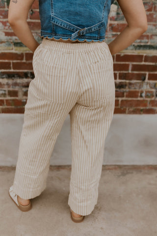 The Boardwalk Striped Pants- Taupe