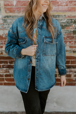 Abby Oversized Denim Jacket- Hidden
