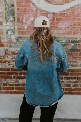 Abby Oversized Denim Jacket- Hidden