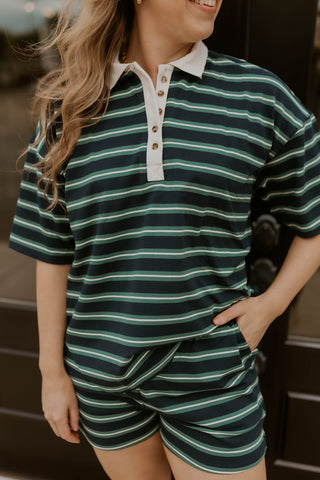 Gotta Run Henley Striped Set