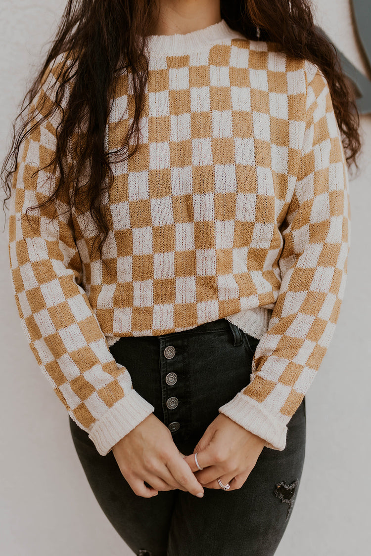 Camel Check Sweater