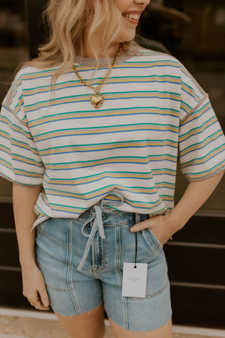 Candy Shop Striped Top- Neutral