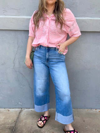 Nori WIde Leg Cuffed Jeans- Hidden