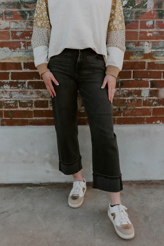 Ella High Rise Cuffed Straight Leg- Hidden