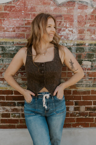 Square Neck Leopard Vest- Hidden