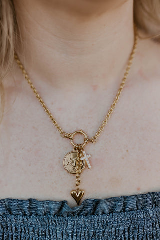 Cross & Heart Chain Necklace