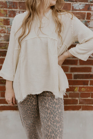 3/4 Sleeve Cotton Gauze Top