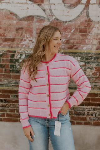 All Around Striped Sweater- Pink