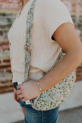 Essential Lightweight Quilted Floral Bag- Sage