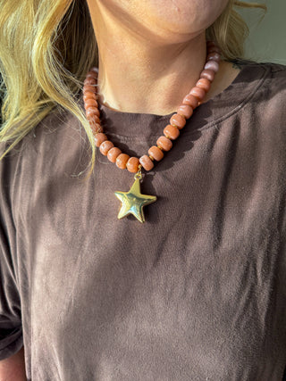 Beaded Star Necklace- Mauve