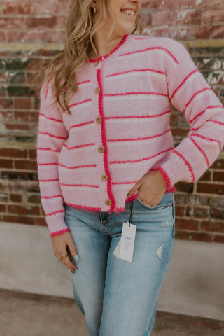 All Around Striped Sweater- Pink