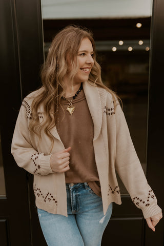 Horse Jacquard Shawl Cardigan