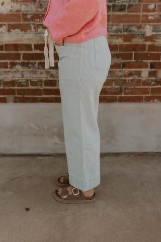 New Wave Striped Pants- Light Blue