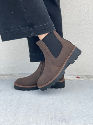 Brown Rev Suede Bootie- Chinese Laundry