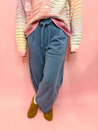 Comfy Cut Barrel Sweats- Blue