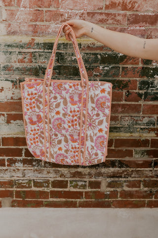 Quilted Tote Bag- Ivory