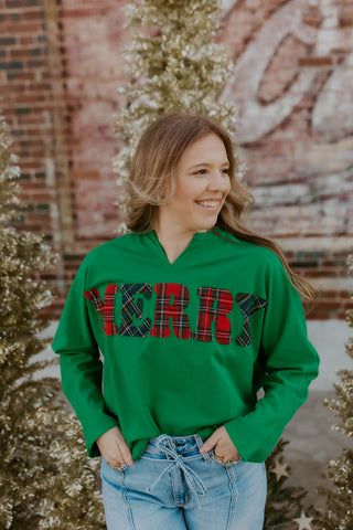 Merry Plaid Patchwork Top