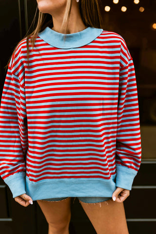 Harper Mock Neck Striped Sweatshirt