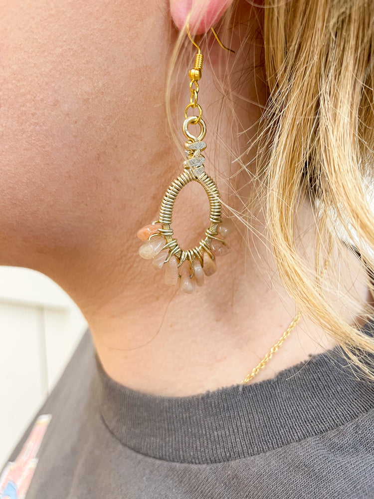 Sunstone Mini Oval Earrings- Gold