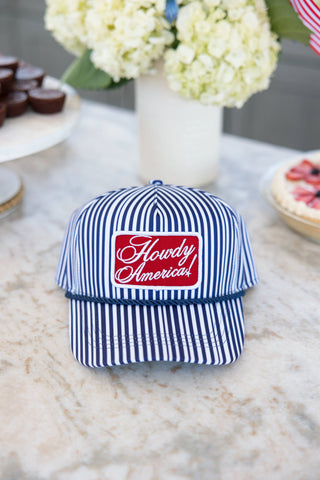 Howdy America Blue Striped Patch Hat
