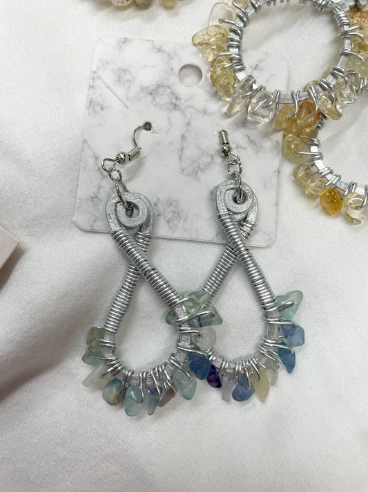 Fleurite Teardrop Earrings- Silver