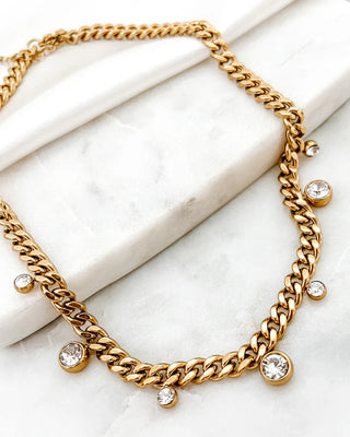Chloe Crystal Cuban Chain Necklace- Beljoy