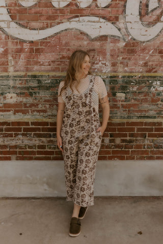 Vintage Floral Wide Leg Overalls