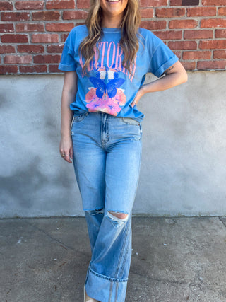 Nori Extra Wide Leg Distressed Jeans- Hidden