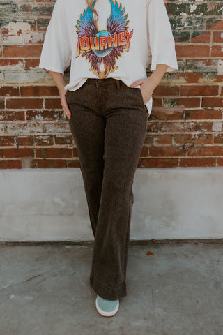 Happi Leopard Flare Jeans- Hidden