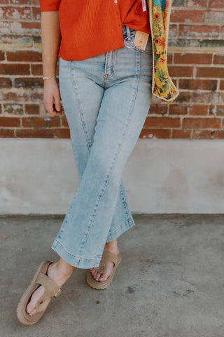 Marley High Rise Crop Wide Jeans- Risen