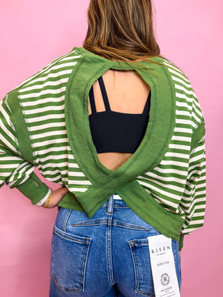 Backstory Striped Top- Green