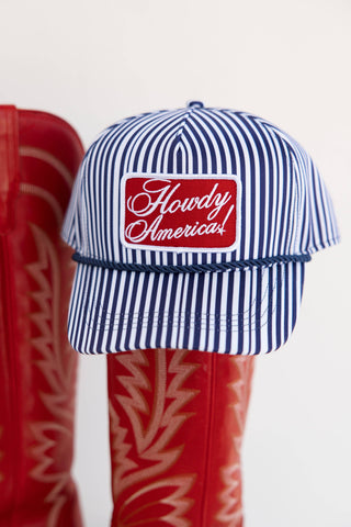 Howdy America Blue Striped Patch Hat
