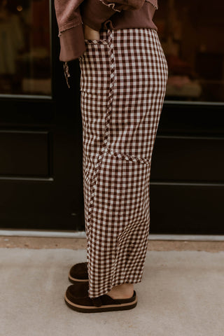 Brown Sugar Gingham Barrel Pants