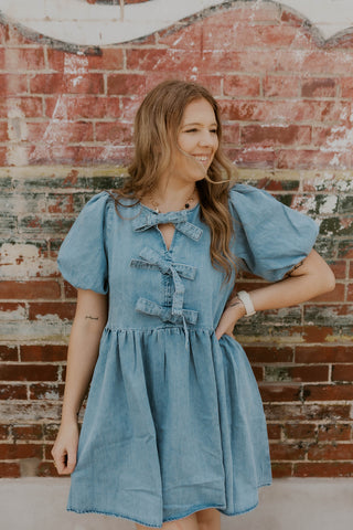 Denim Lover Tie Front Dress