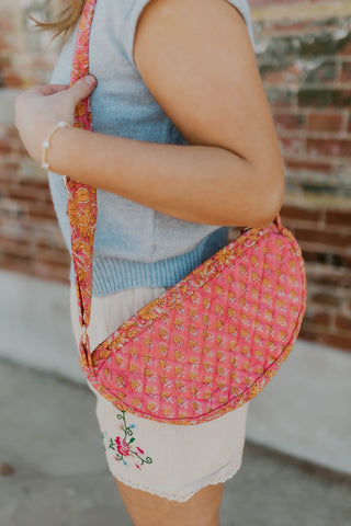 Essential Lightweight Quilted Floral Bag- Pink
