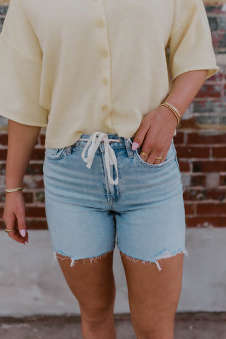 Farrin High Rise Drawstring Shorts- Veveret