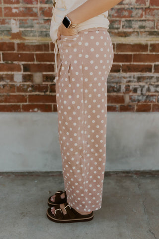 Ronnie Polka Dot Barrel Pants- Taupe