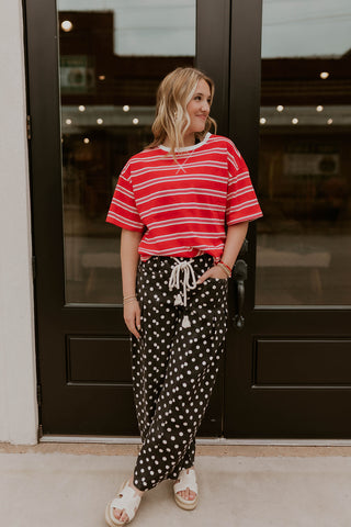 Cape Striped Top- Red