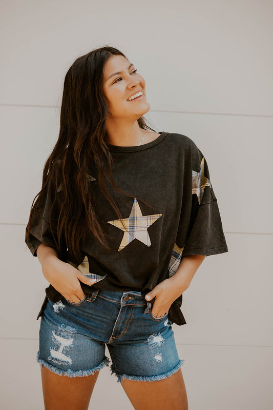 Mineral Wash Patched Star Top