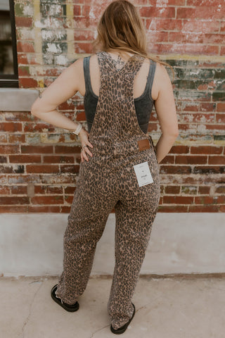 Leopard Baggy Cargo Overalls- Hidden