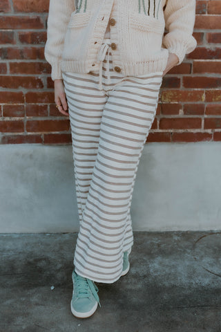 Neutral Stripe Wide Leg Pants