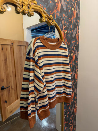 Weekend Worthy Striped Mock Neck Pullover