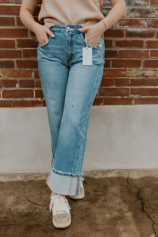 Easton High Rise Baggy Wide Leg Jeans- Vervet