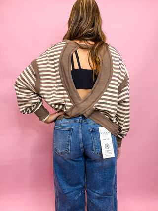 Backstory Striped Top- Mocha