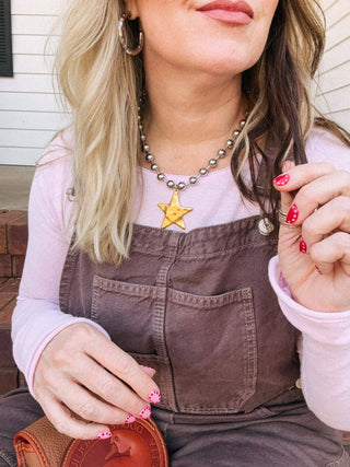 Barb & Star Necklace || Silver With Gold Star- Beljoy